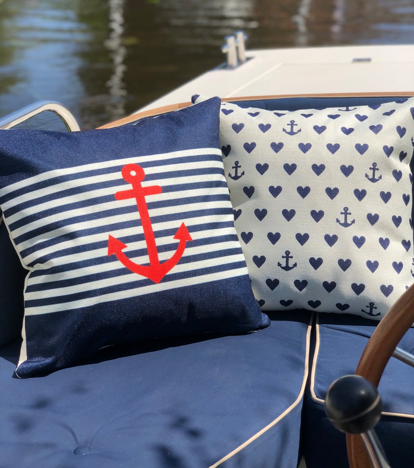 Bootkussen - Liefdesboot - 45x45 - royal blauw