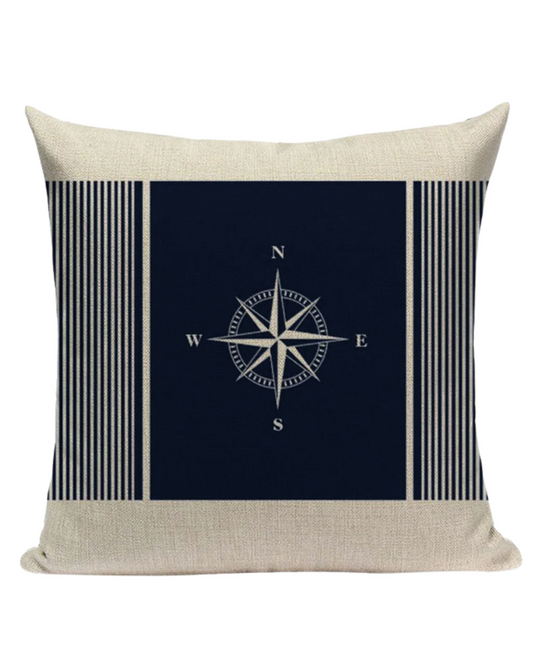 Bootkussen - "Noord, oost, zuid, west" - 45x45 - donkerblauw