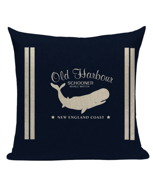 Bootkussen - the whale  - 45x45 - donkerblauw