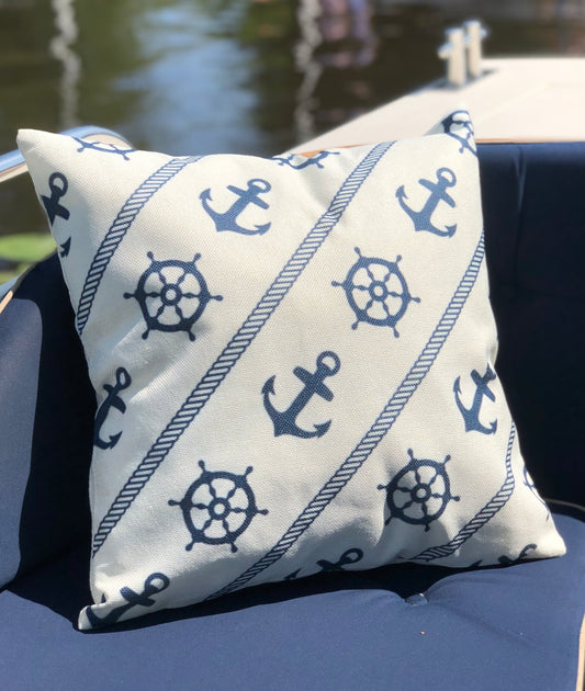 Bootkussen - "Havenmeester" - 45x45 - royal blauw