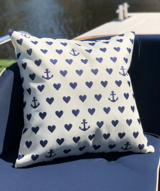 Bootkussen - Liefdesboot - 45x45 - royal blauw