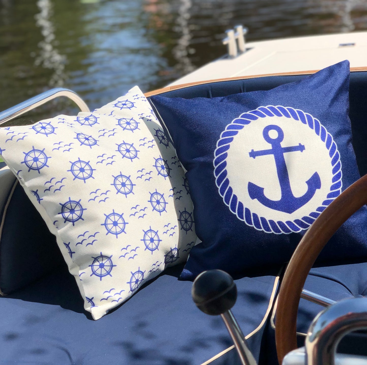 Bootkussen - Matroos - 45x45 - royal blauw