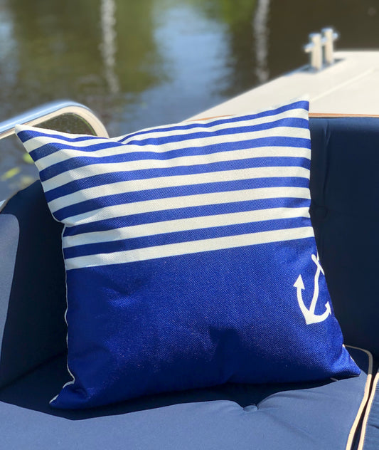Bootkussen - "Onder de golven" - 45x45 - royal blauw
