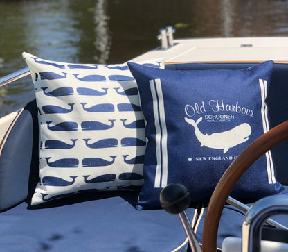 Bootkussen - The whale - 45x45 - royal blauw